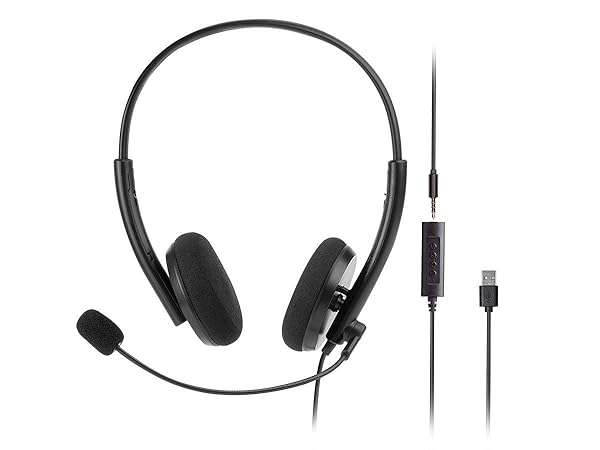 Monoprice Monoprice WFH Wired Headset Lightweight Adjustable Mic USB Controller for Virtual Meetings Workstream Collection - View 2 of 7