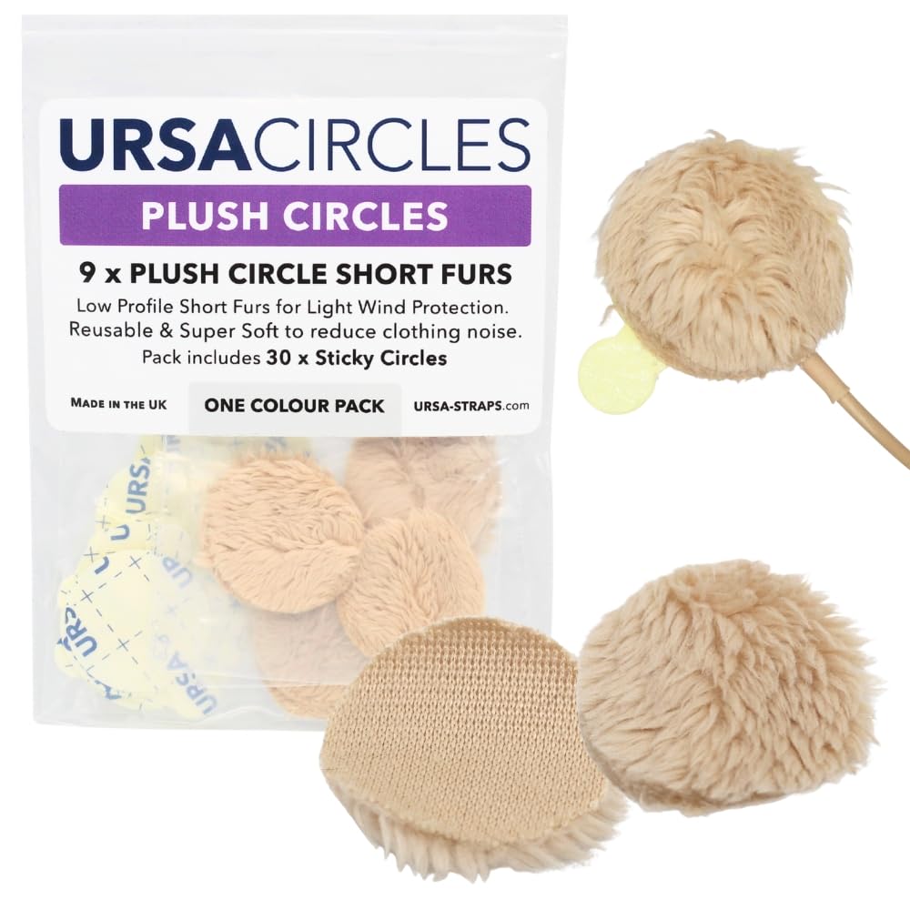 URSA Straps URSA Plush Circles 5mm Short Fur LAV Covers Super Soft Reusable 25mm Diameter 9 Circles 30 Stickies Beige