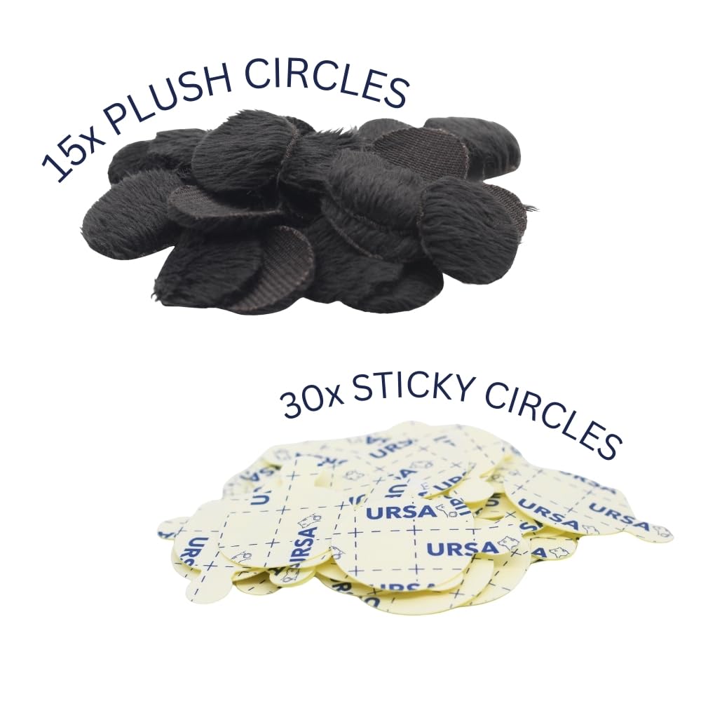 URSA Straps URSA Plush Circles 5mm Short Fur LAV Covers Super Soft Reusable 25mm Diameter 9 Circles 30 Stickies Black - View 2 of 7
