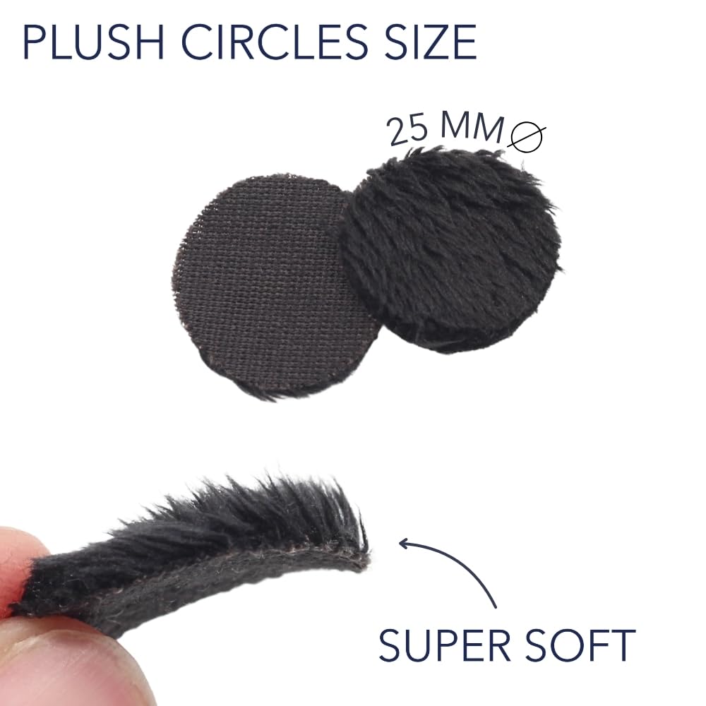 URSA Straps URSA Plush Circles 5mm Short Fur LAV Covers Super Soft Reusable 25mm Diameter 9 Circles 30 Stickies Black - View 3 of 7