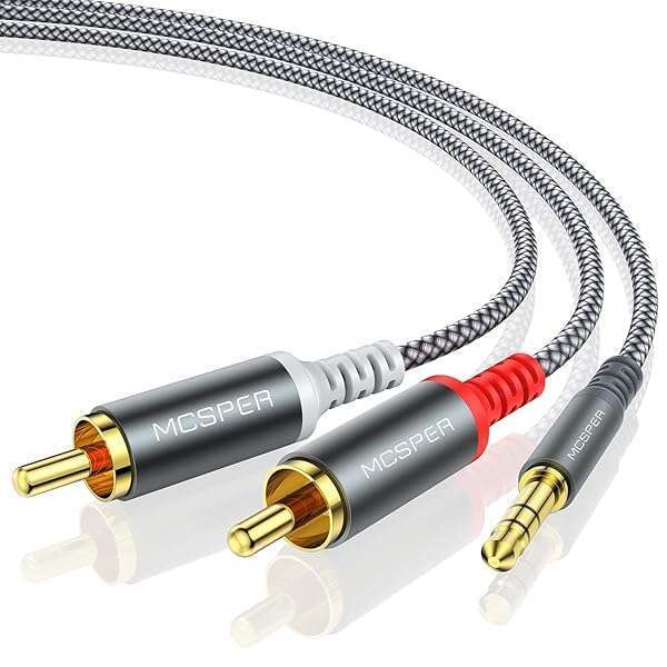 MCSPER MCSPER 6.6ft RCA to 3.5mm AUX Cable - Premium Stereo Audio Adapter for Smartphones, Tablets & HDTV