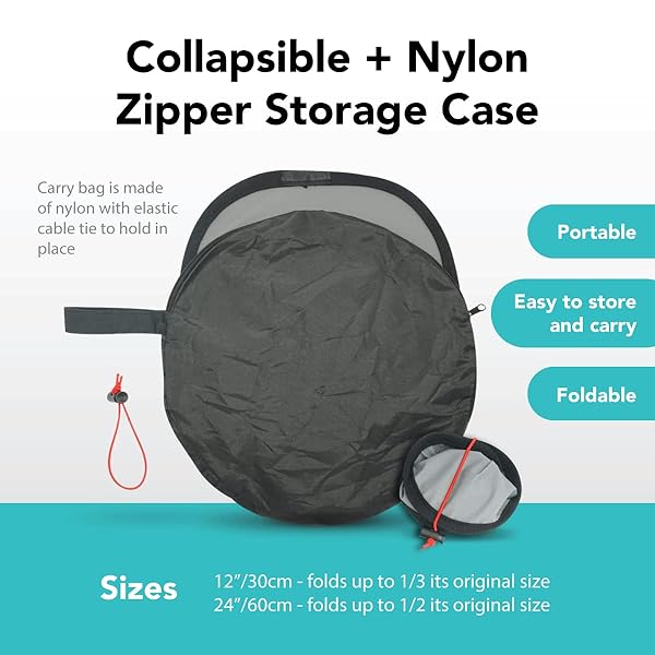 Foto&Tech "Foto&Tech 18% Gray Card & White Balance Disc - Collapsible Reflector for Photography (24"/60cm) with Nylon Bag & Cable Tie" - View 7 of 8