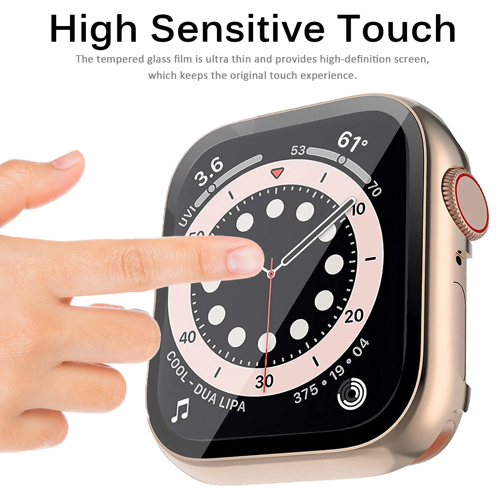 Miimall Miimall Rose Gold Case for Apple Watch 44mm with Tempered Glass Screen Protector Shockproof Bumper for Series SE 6 5 4 - View 3 of 7