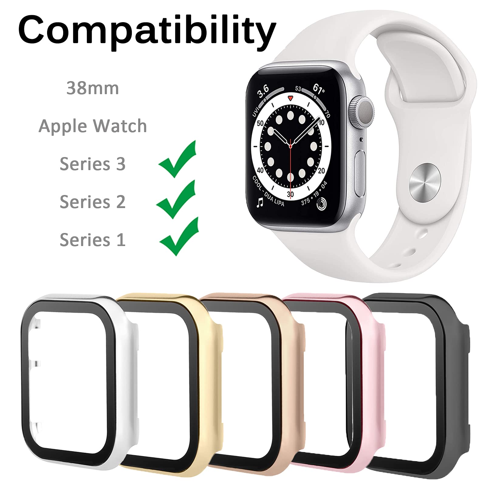 Miimall Miimall Rose Gold Case for Apple Watch 44mm with Tempered Glass Screen Protector Shockproof Bumper for Series SE 6 5 4 - View 6 of 7