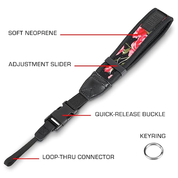 USA Gear USA GEAR Floral Camera Wrist Strap - Neoprene Hand Strap for Canon, Nikon, Sony & More with Quick Release Buckles - View 9 of 10