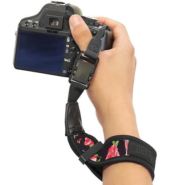 USA GEAR Floral Camera Wrist Strap - Neoprene Hand Strap for Canon, Nikon, Sony & More with Quick Release Buckles
