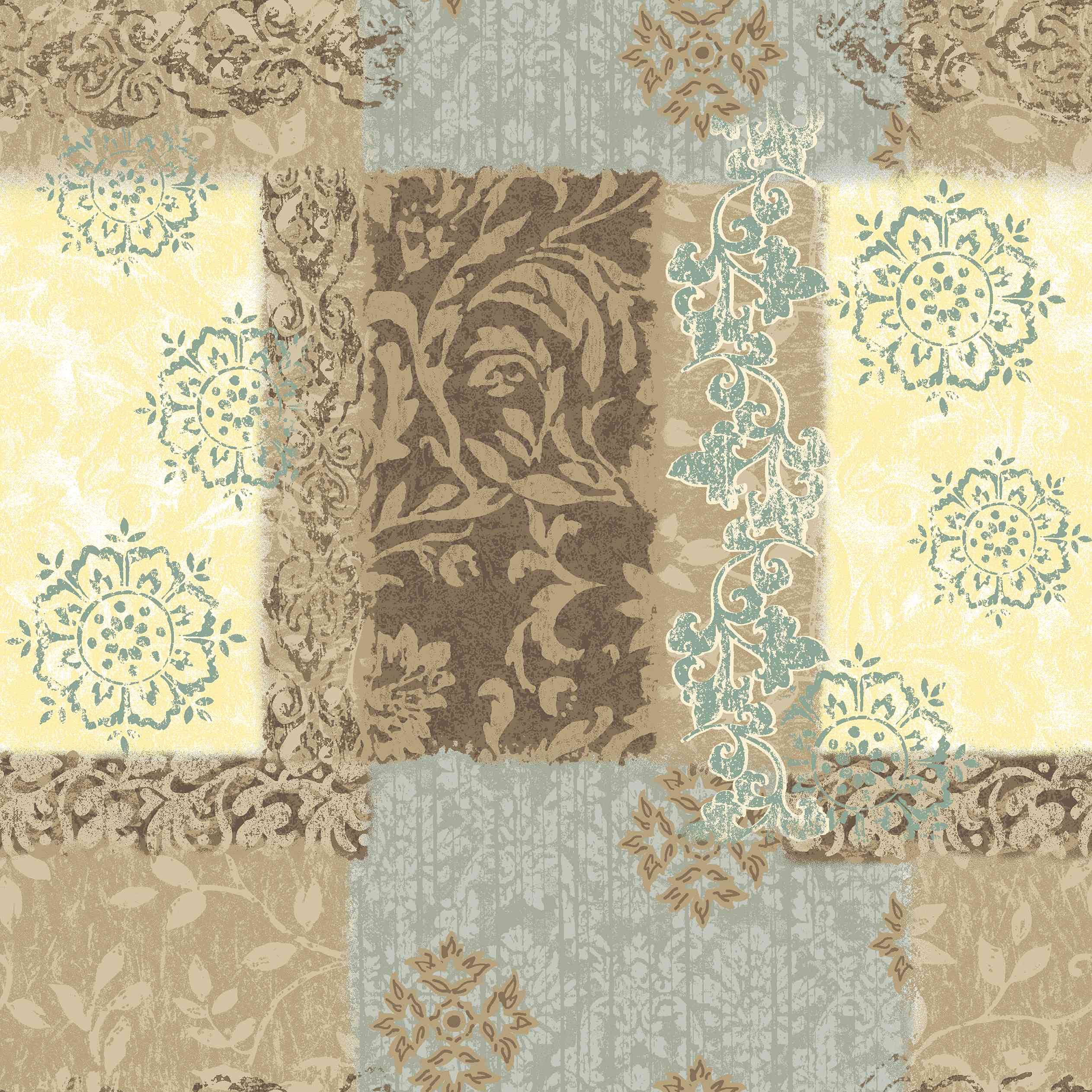 Masterplay Masterplay Oversize Quilt Set 100x95 Light Blue Beige Brown Floral Queen Bedspread Coverlet 3 Piece - View 6 of 6