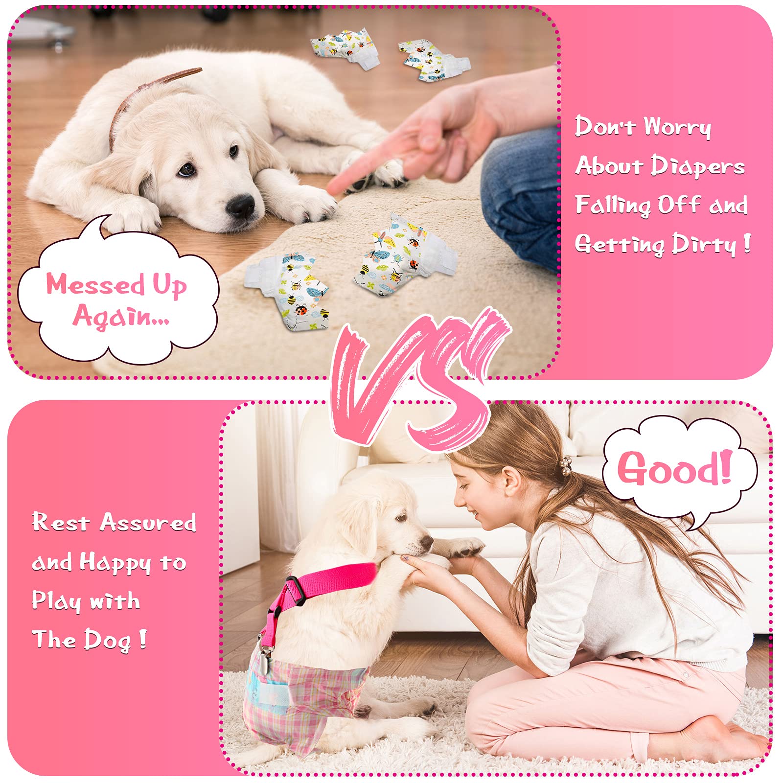 Nuanchu Nuanchu Dog Suspenders for Diapers 2 Pieces Adjustable Harness for Small Medium Large Dogs Perfect for Skirts and Dresses - View 3 of 6