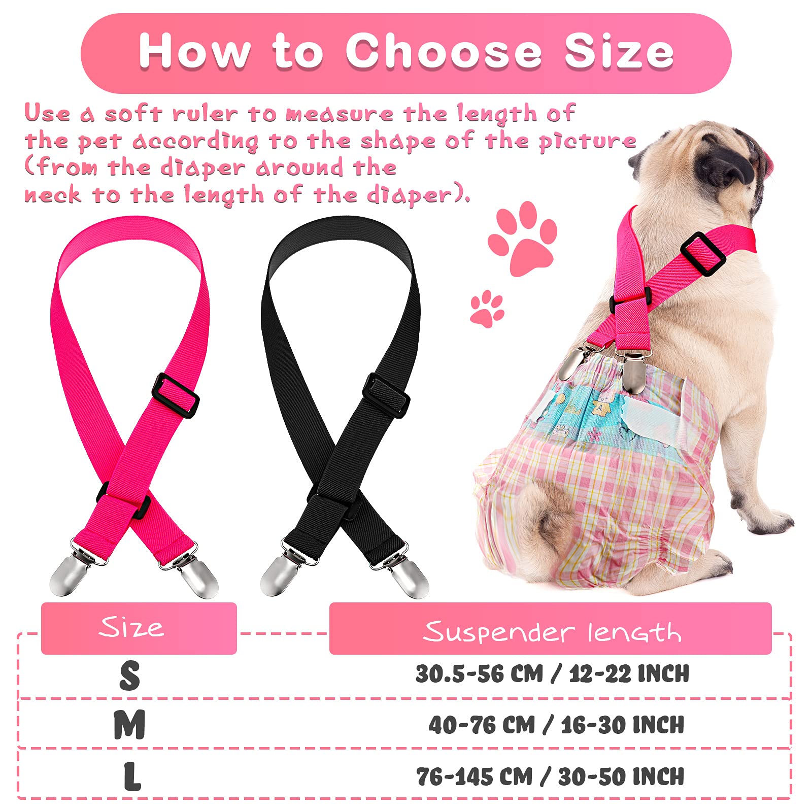 Nuanchu Nuanchu Dog Suspenders for Diapers 2 Pieces Adjustable Harness for Small Medium Large Dogs Perfect for Skirts and Dresses - View 4 of 6