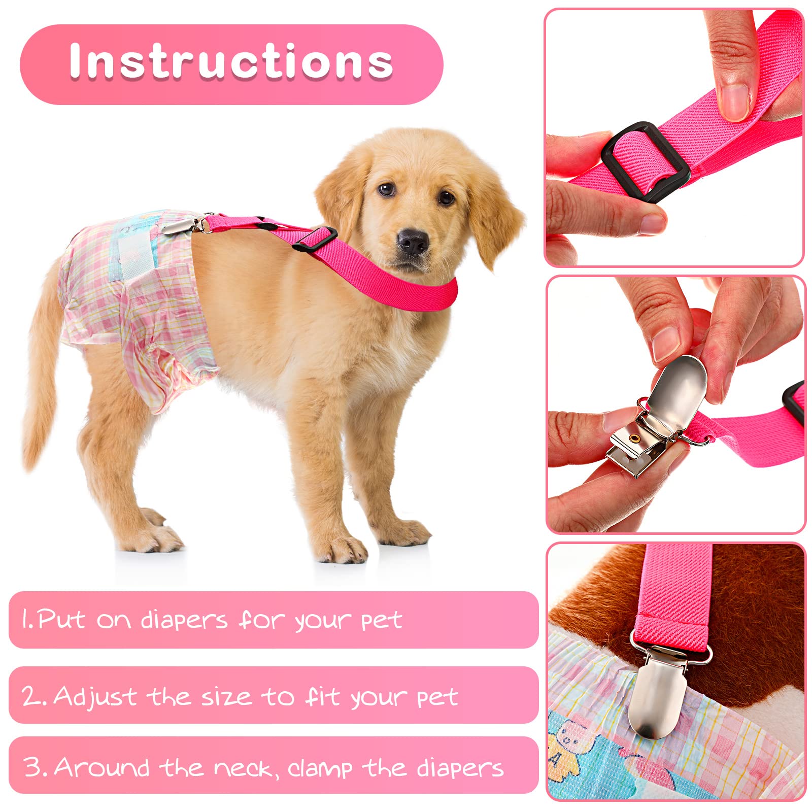 Nuanchu Nuanchu Dog Suspenders for Diapers 2 Pieces Adjustable Harness for Small Medium Large Dogs Perfect for Skirts and Dresses - View 5 of 6