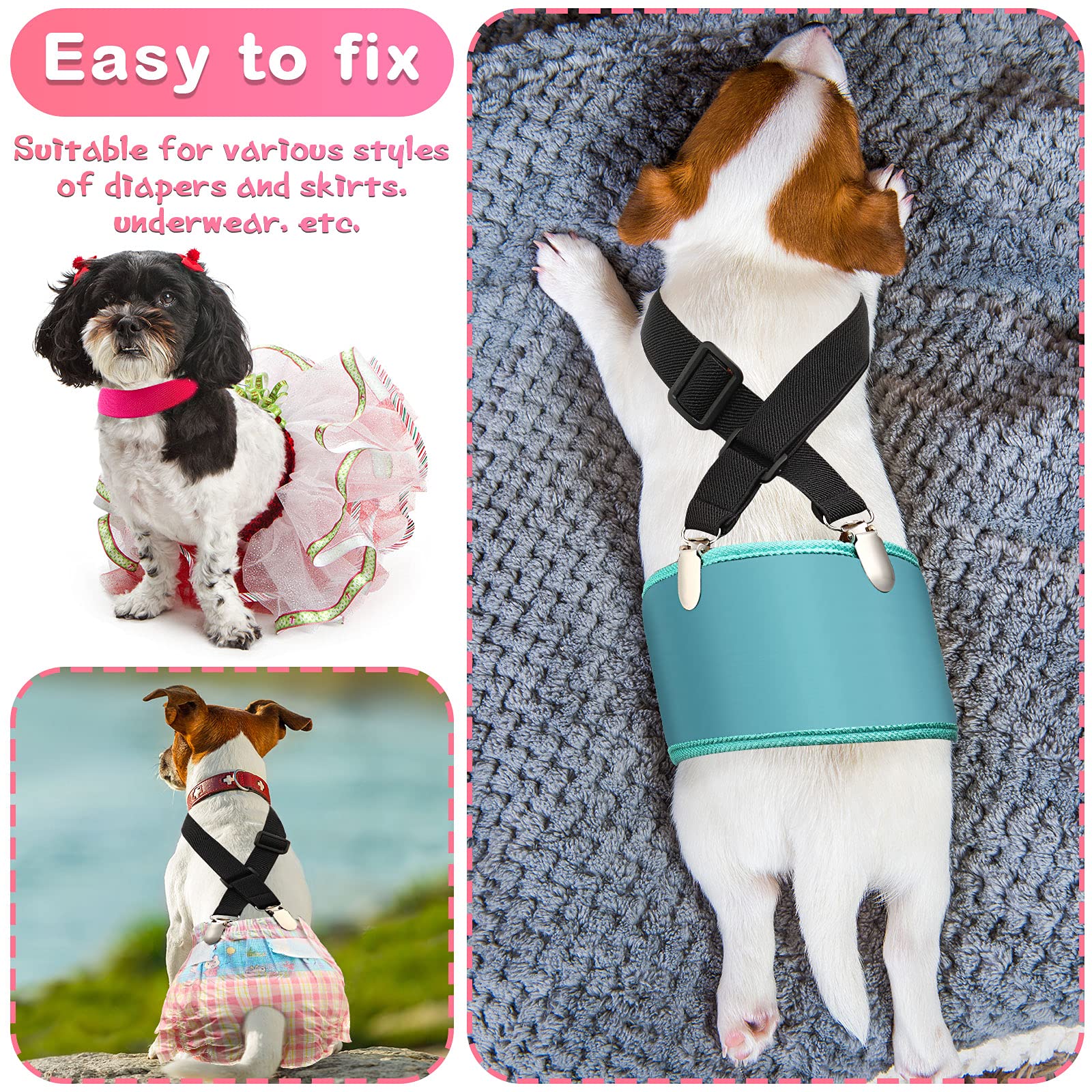 Nuanchu Nuanchu Dog Suspenders for Diapers 2 Pieces Adjustable Harness for Small Medium Large Dogs Perfect for Skirts and Dresses - View 6 of 6