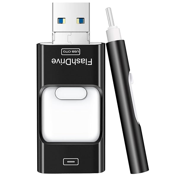 ZARMST 256GB Flash Drive for iPhone 4 in 1 USB Type C Memory Stick External Storage for iPhone iPad Android Computer Dark Black - View 3 of 10