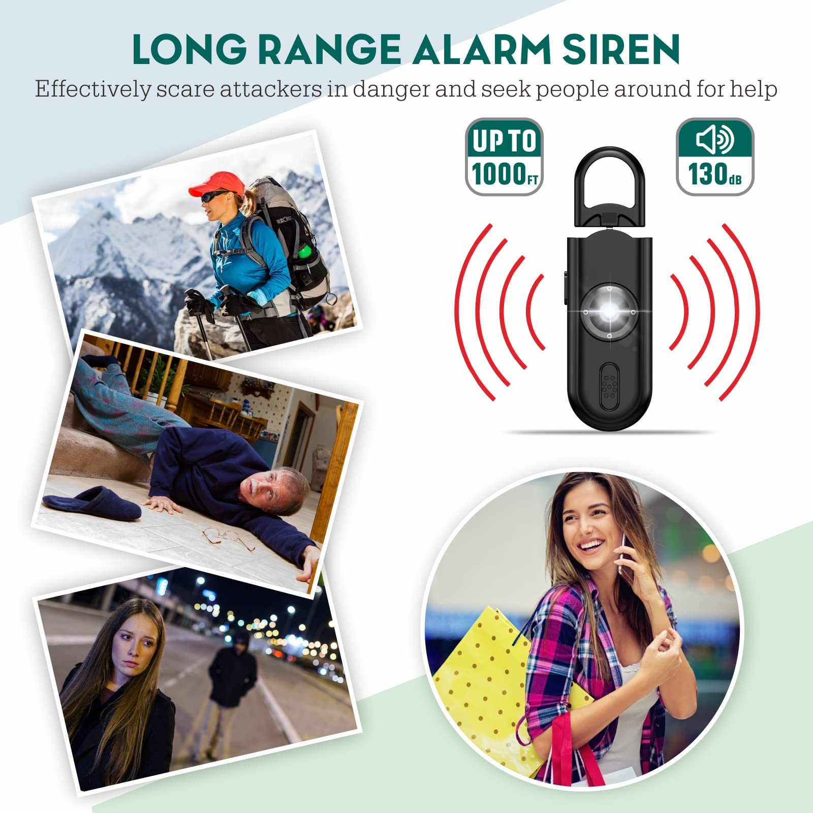 softvox Softvox Personal Alarm for Women Loud 130dB Siren SOS Strobe Light Emergency Call Safe Sound Device Self Defense Keychain Gift Idea - View 3 of 6