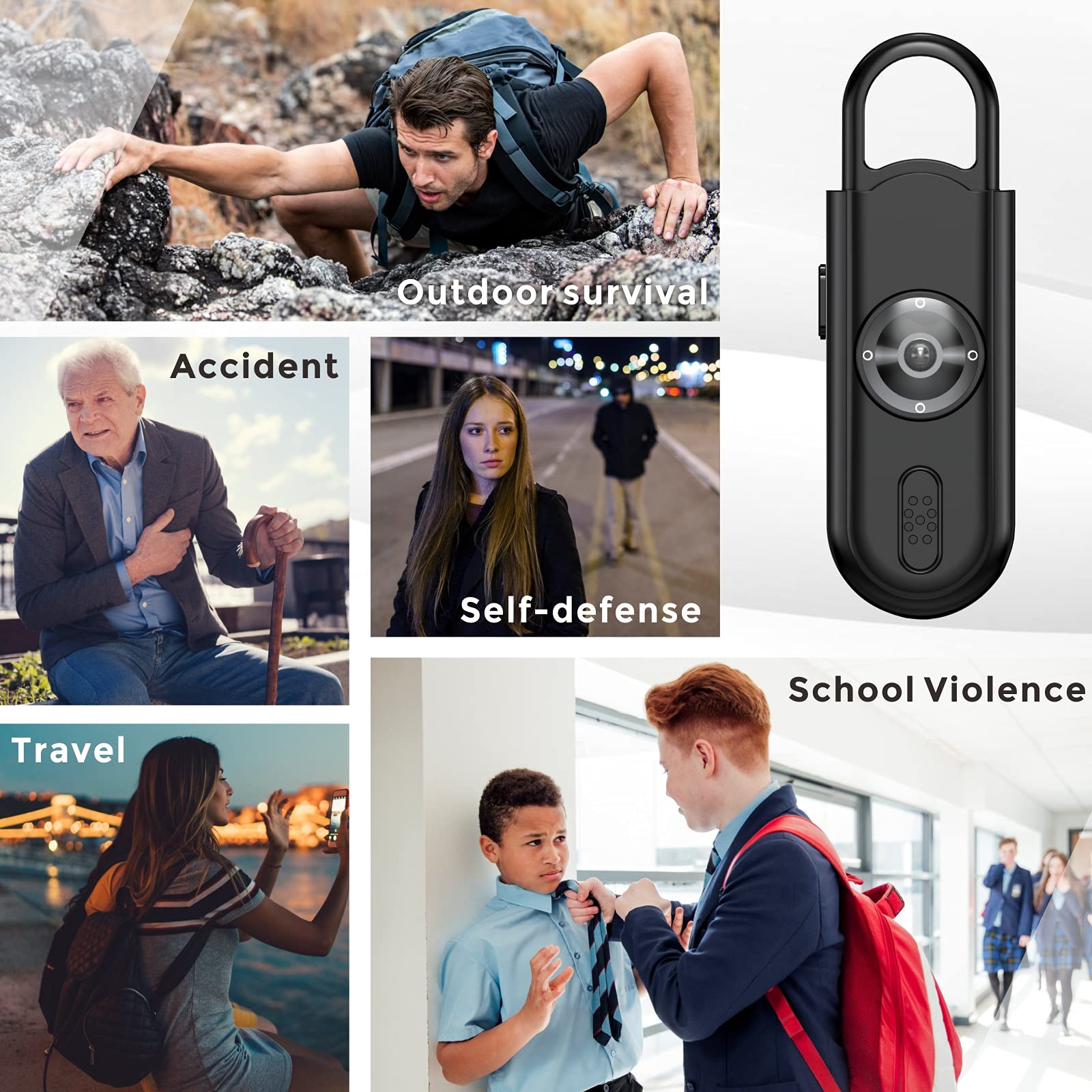 softvox Softvox Personal Alarm for Women Loud 130dB Siren SOS Strobe Light Emergency Call Safe Sound Device Self Defense Keychain Gift Idea - View 5 of 6