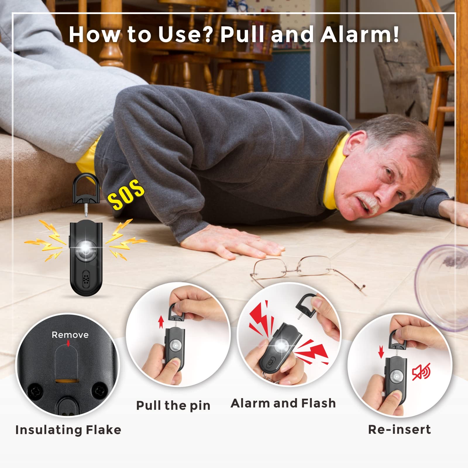 softvox Softvox Personal Alarm for Women Loud 130dB Siren SOS Strobe Light Emergency Call Safe Sound Device Self Defense Keychain Gift Idea - View 6 of 6