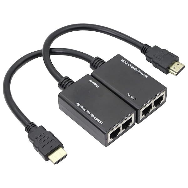QIANRENON QIANRENON HDMI Extender Over Cat5e: 100ft 1080P HDMI Cable with 2 Ports RJ45 Signal Amplifier - View 2 of 7