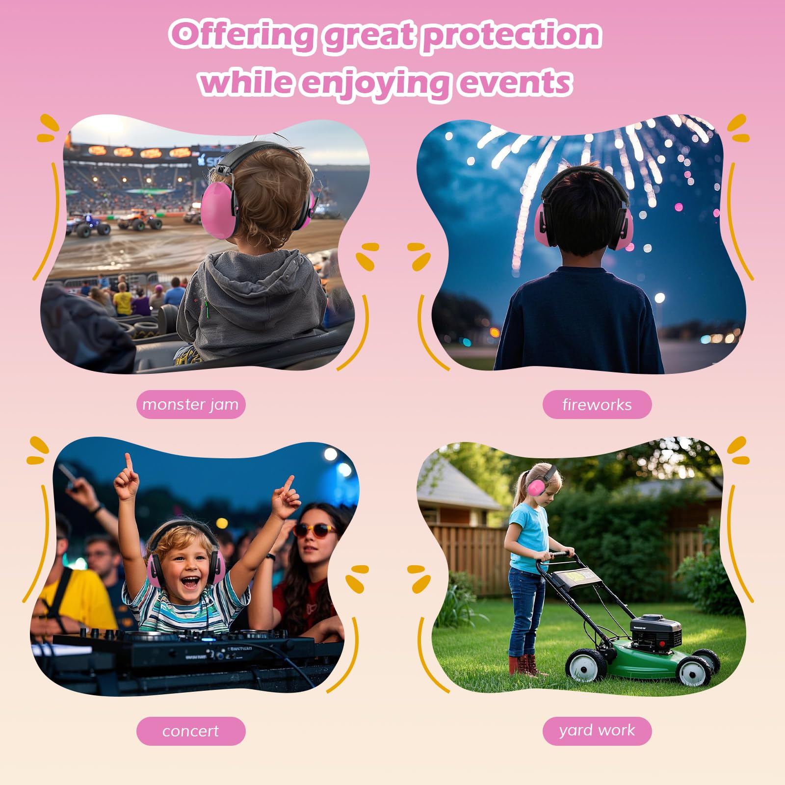 ProCase ProCase Noise Cancelling Headphones for Kids with 27dB Noise Reduction Ear Muffs for Concerts Fireworks and Autism Sensory Needs Pink - View 6 of 7