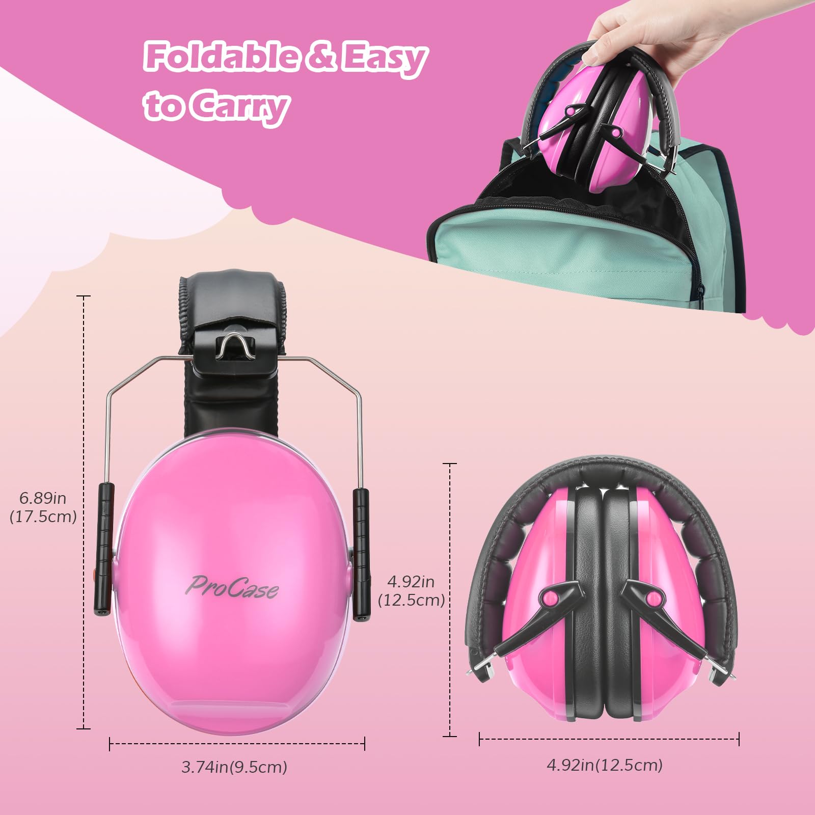 ProCase ProCase Noise Cancelling Headphones for Kids with 27dB Noise Reduction Ear Muffs for Concerts Fireworks and Autism Sensory Needs Pink - View 7 of 7
