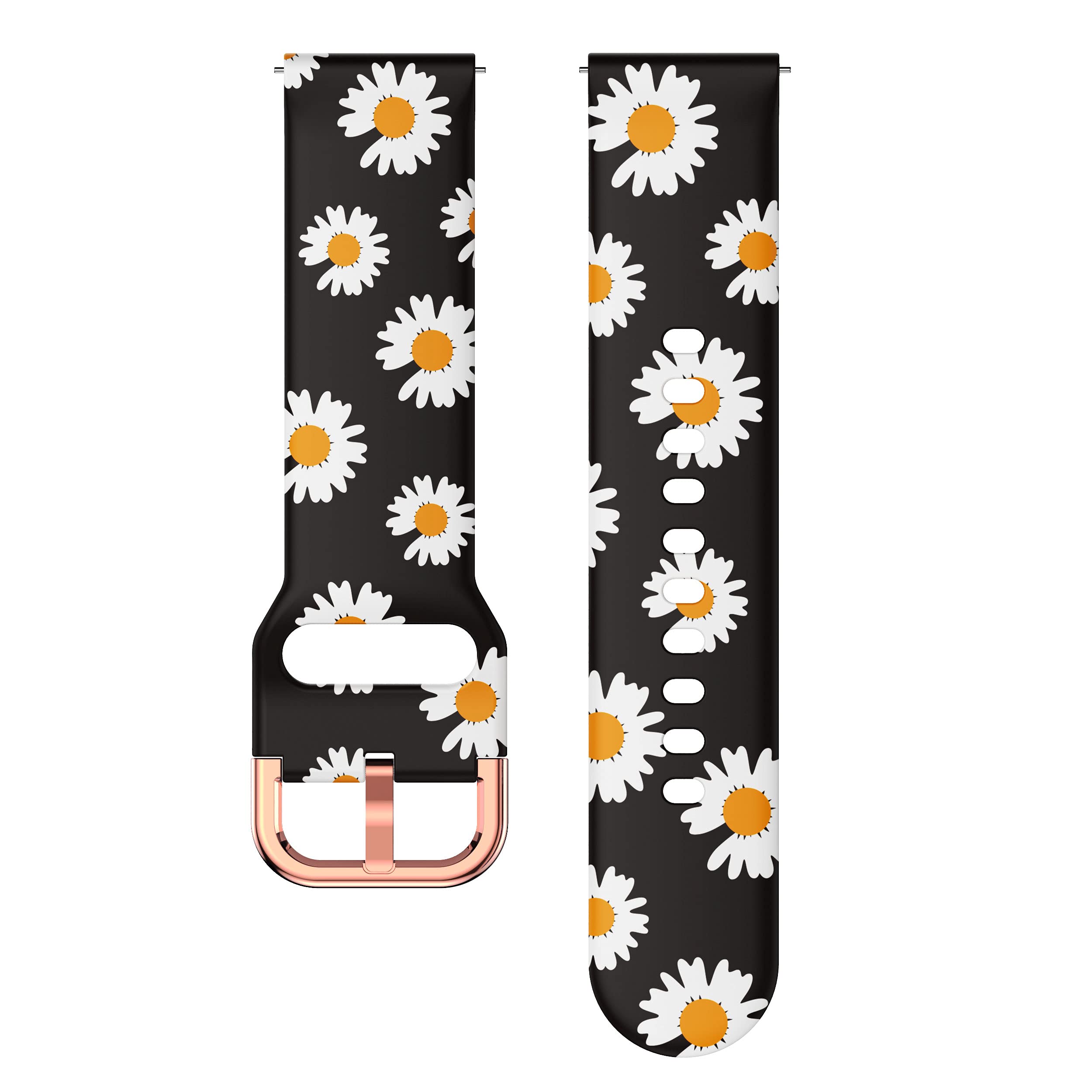 TOOLAIK TOOLAIK Floral Watch Bands for Samsung Galaxy Watch 4, 5, 6, 7 - 20mm Silicone Bands for Active 2 & Galaxy Watch 3 - Stylish Daisy Design - View 3 of 5