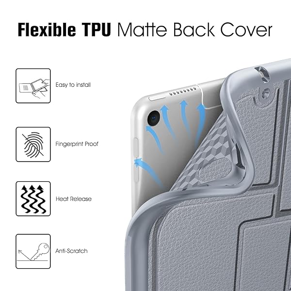 FINTIE Fintie Magnetic Stand Case for iPad Air 10.5 and iPad Pro 10.5 Multi-Angle Viewing Rugged TPU Back Cover with Pencil Holder Cloudy Blue - View 8 of 10