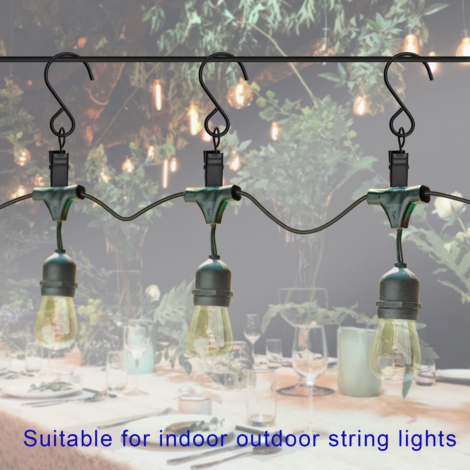 AMZSEVEN AMZSEVEN Stainless Steel S Hooks 50 Pack for Hanging Party Lights Clips Gutter Photo Art Craft Display 3 Inch Long Black - View 5 of 6