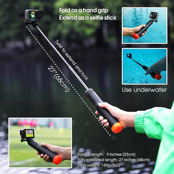 SOONSUN SOONSUN 4in1 Floating Selfie Stick Tripod for GoPro & Action Cameras - Waterproof Monopod Grip for Ultimate Adventure Shots - View 7 of 8
