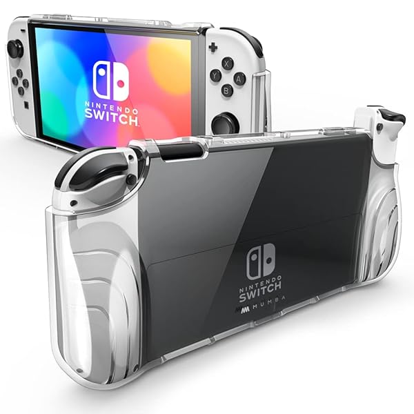 Protective Mumba Case for Nintendo Switch OLED 2021 - Clear TPU Cover & Grip for 7-Inch Console & Joy-Con