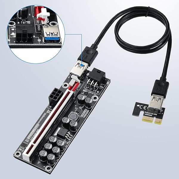MZHOU Buy MZHOU 6-Pack PCI-E 1X to 16X Riser Card for Bitcoin & Ethereum Mining - High-Performance Adapter - View 6 of 9