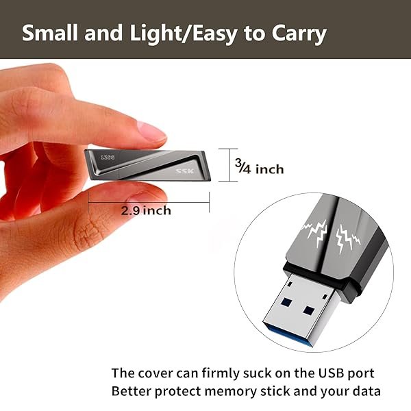 SSK SSK 128GB USB Flash Drive - 550MB/s USB 3.2 Gen2 with USB-C Adapter for Fast Transfers on MacBook, Smartphones & More - View 4 of 8