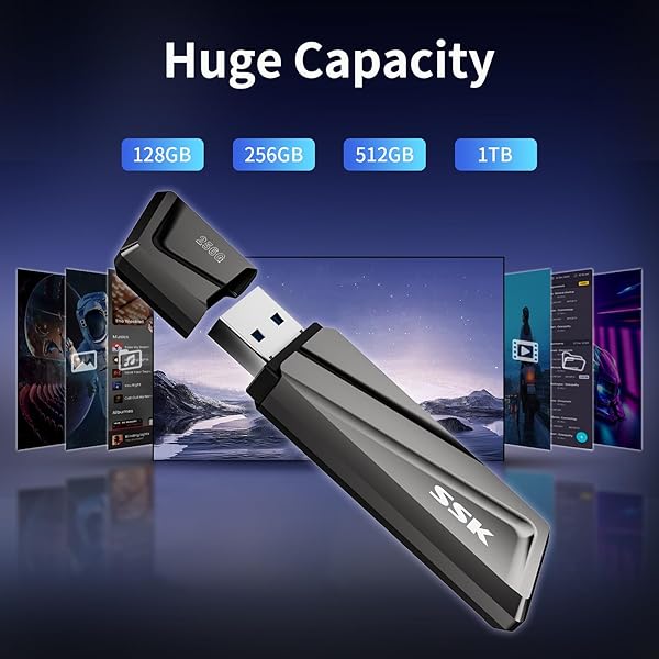 SSK SSK 128GB USB Flash Drive - 550MB/s USB 3.2 Gen2 with USB-C Adapter for Fast Transfers on MacBook, Smartphones & More - View 8 of 8