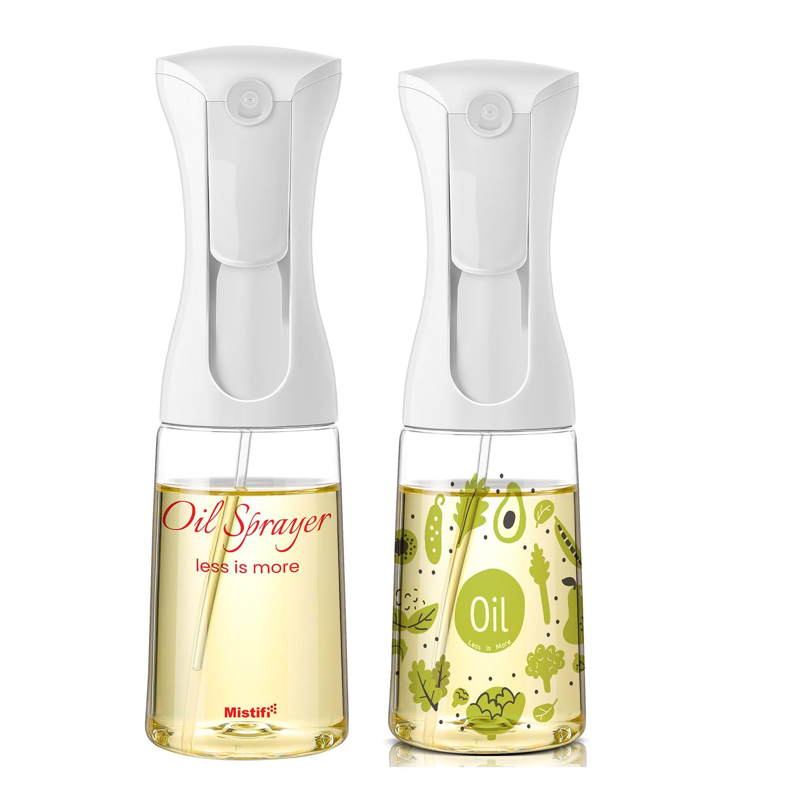 Mistifi Mistifi Oliver Oil Sprayer Set of 2 Non-Aerosol Refillable 6oz Cooking Spray Bottle for Easy Oil Dispensing