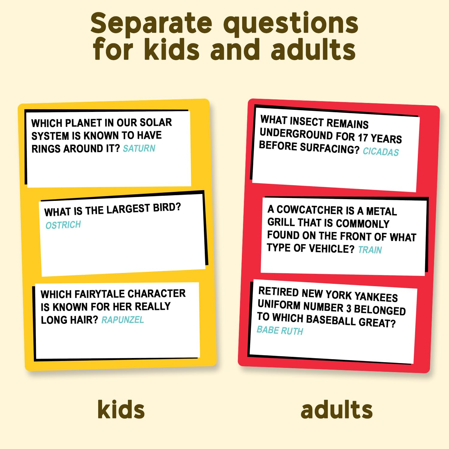 WHO KNOWS MORE? KIDS OR ADULTS Who Knows More Kids or Adults Ultimate Trivia Game for Family Fun Party Game for Kids Teens and Adults - View 3 of 6
