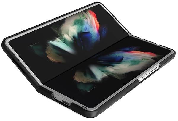 Nakedcellphone Galaxy Z Fold 3 5G Case with Clip & Holster - Slim Hard Cover & Stand Combo for Samsung Z Fold3 (SM-F926) - Black Tread - View 11 of 11