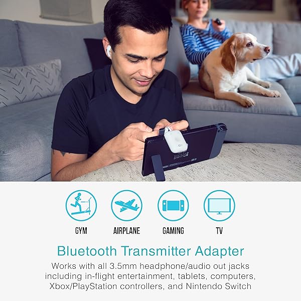 MEE audio Upgrade Your Travel: MEE Audio Connect Air Bluetooth Adapter for AirPods & Headphones - Works with 3.5mm Aux on Planes & More - View 5 of 9