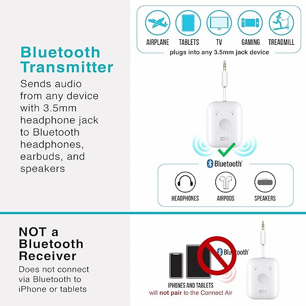 MEE audio Upgrade Your Travel: MEE Audio Connect Air Bluetooth Adapter for AirPods & Headphones - Works with 3.5mm Aux on Planes & More - View 7 of 9