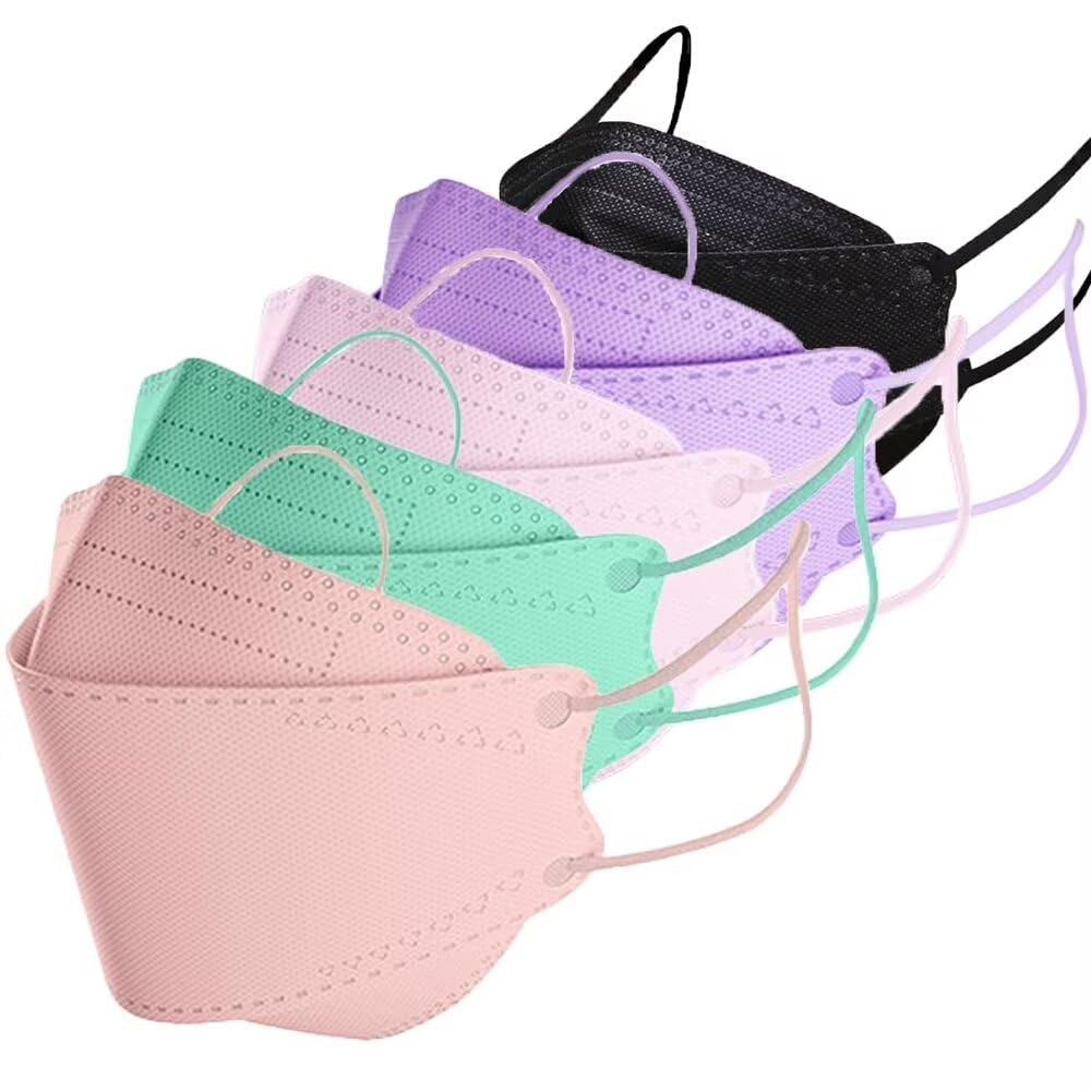 Rmaytiked Rmaytiked 50Pcs 4Ply Multicolored KF94 Face Masks 3D Mouth Shields Filter Blush Mint Pink Light Purple Black - View 2 of 7