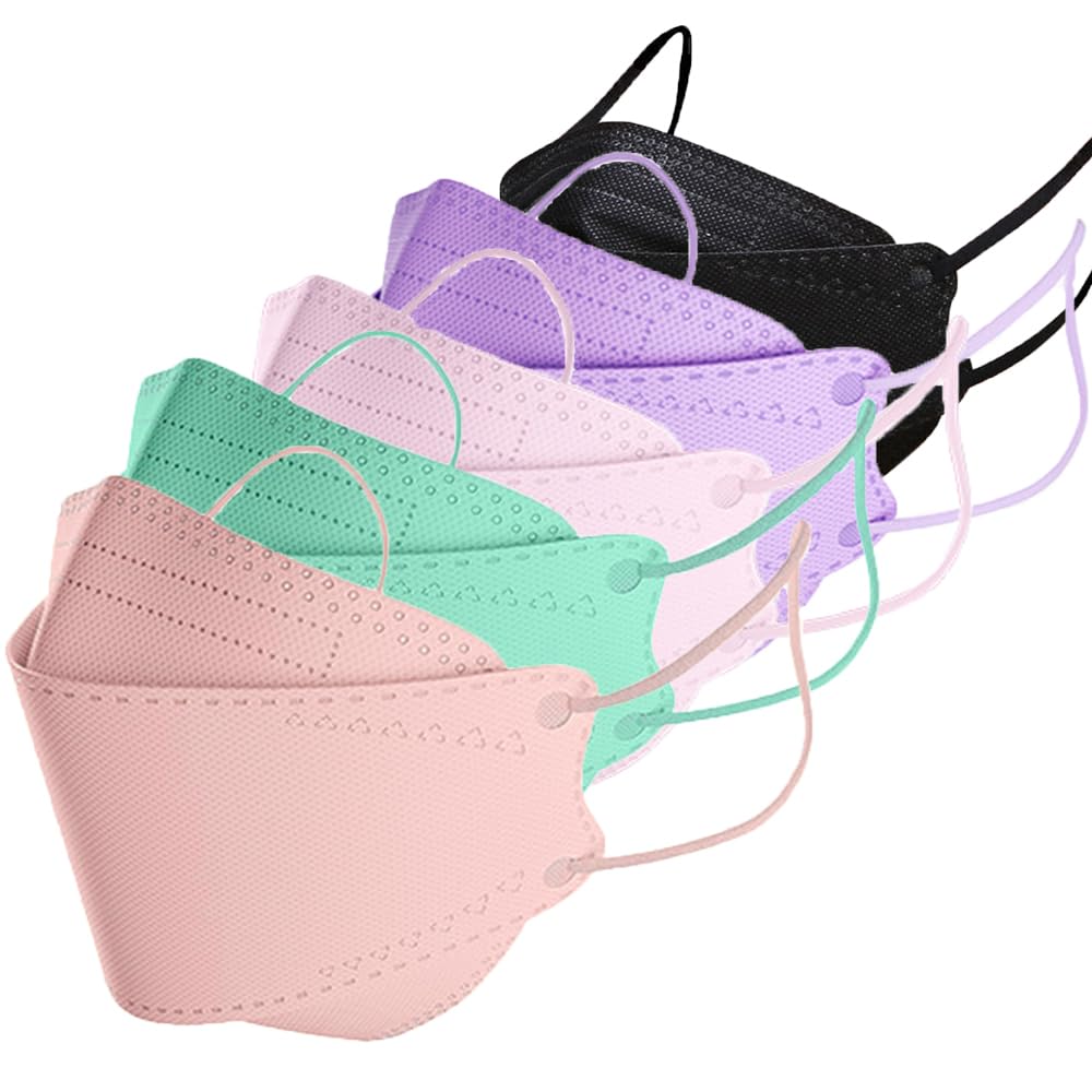 Rmaytiked Rmaytiked 50Pcs 4Ply Multicolored KF94 Face Masks 3D Mouth Shields Filter Blush Mint Pink Light Purple Black - View 7 of 7