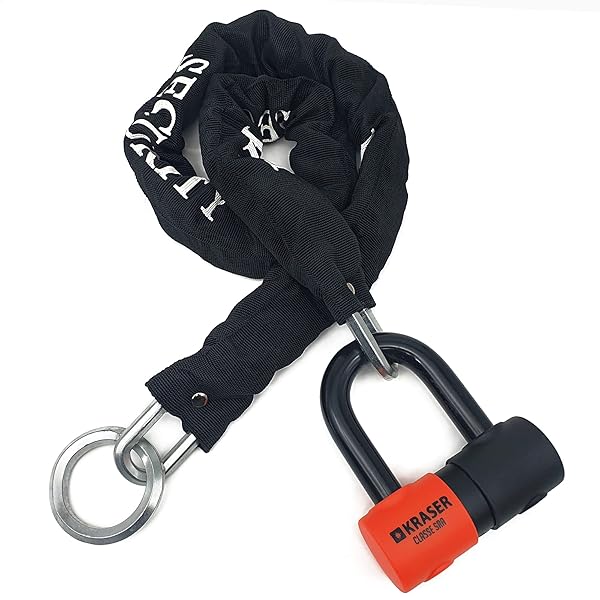 KRASER KRASER KR50+120L Motorcycle Chain Lock & Mini U Disc Lock - Heavy Duty Anti-Theft Security Kit for Bikes & Scooters - View 3 of 11
