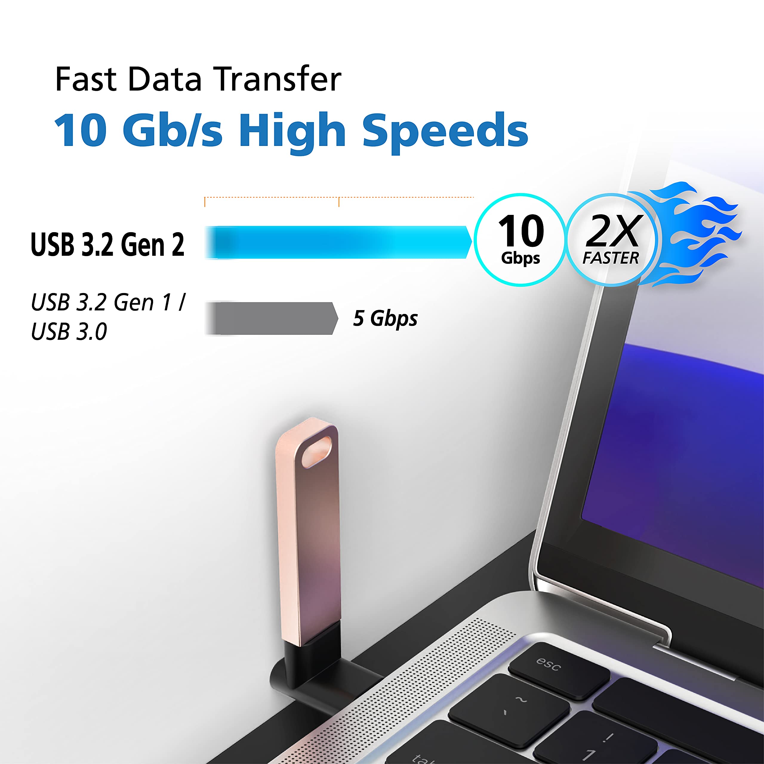 Akasa Akasa Right Angle USB Type-C Male to Female Adapter 10 Gbps Data Transfer Fast Charge for Laptop PC USB C Device Black 2 Pack - View 4 of 7