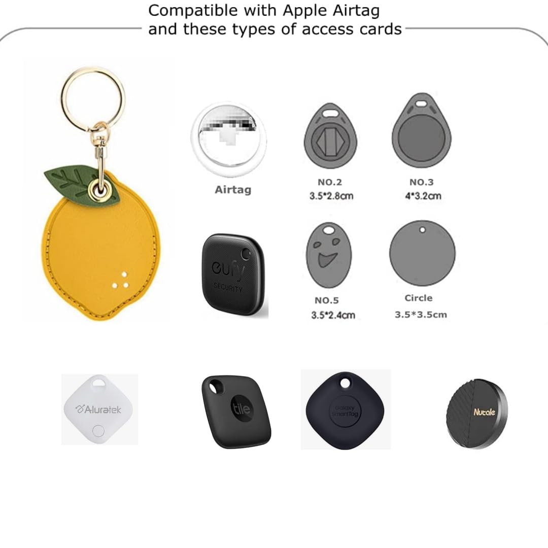 Tomcrazy Tomcrazy 2 Pack 3in1 Cartoon Protective Case for Airtag Samsung Galaxy SmartTag Tile Mate Eufy Keychain Key Finder Strawberry Lemon - View 4 of 8