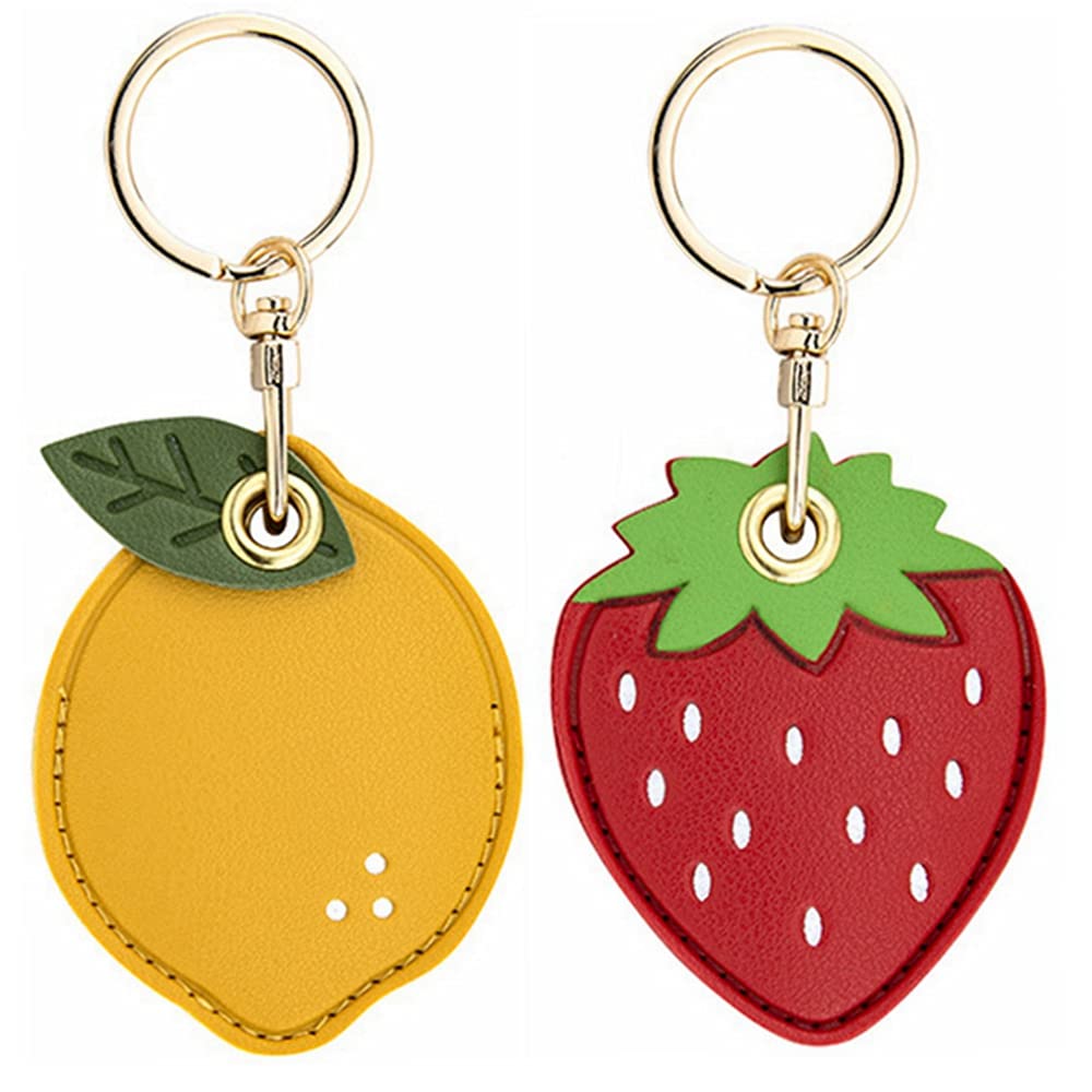 Tomcrazy Tomcrazy 2 Pack 3in1 Cartoon Protective Case for Airtag Samsung Galaxy SmartTag Tile Mate Eufy Keychain Key Finder Strawberry Lemon