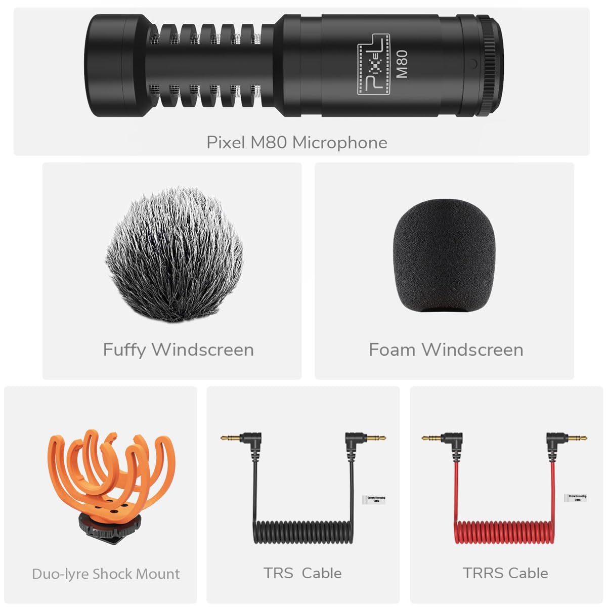 PIXEL PIXEL M80 Professional Shotgun Microphone Super Cardioid for Canon EOS Nikon DSLR Cameras and Camcorders - View 7 of 8