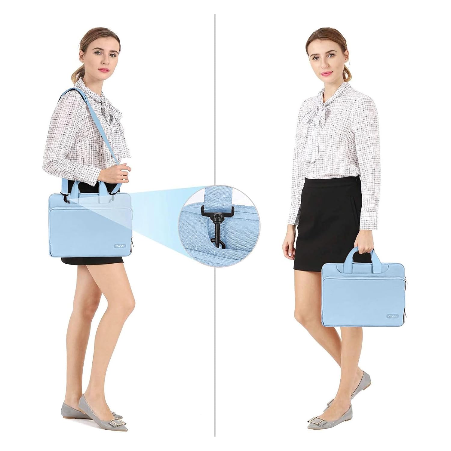 MOSISO MOSISO 360 Protective Laptop Shoulder Bag for MacBook Air 15 inch M2 Pro 16 inch M3 M2 M1 2023 2019 and 15-15.6 inch Notebooks Airy Blue - View 5 of 6