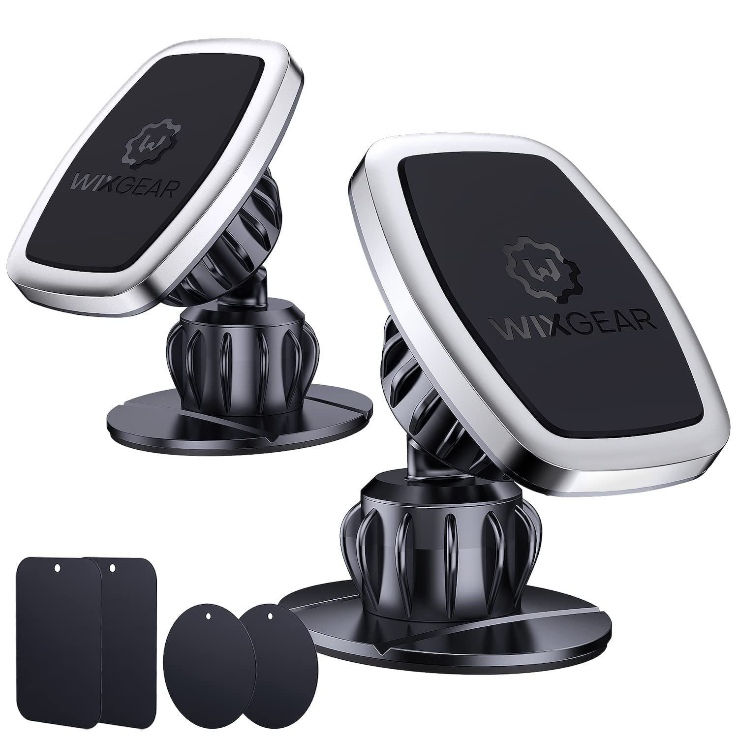 Upgrade Your Drive: WixGear Universal Swivel Mount for Car - Magnetic Phone Holder for Cell Phones & Mini Tablets (2 Pack)
