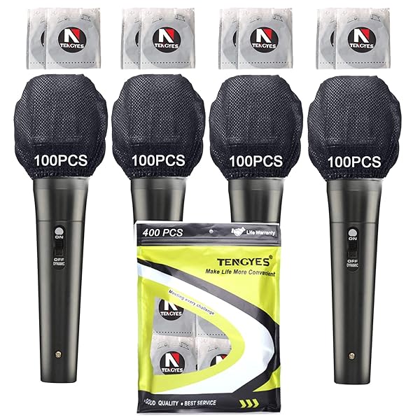 TENGYES 400 PCS Disposable Microphone Hygiene Covers - Non-Woven Black Windscreen for KTV & Karaoke - View 2 of 7