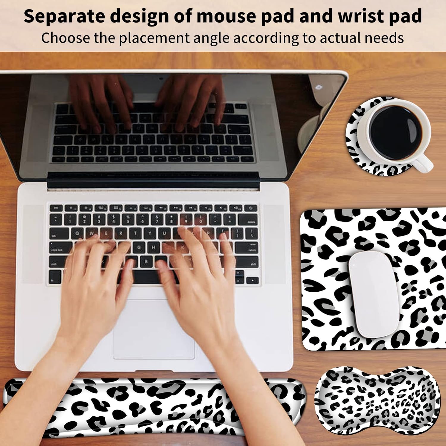 SDFCVBTYU Ergonomic Leopard Print Keyboard and Mouse Wrist Rest Set with Coaster for Home Office Gaming Comfort - View 6 of 9
