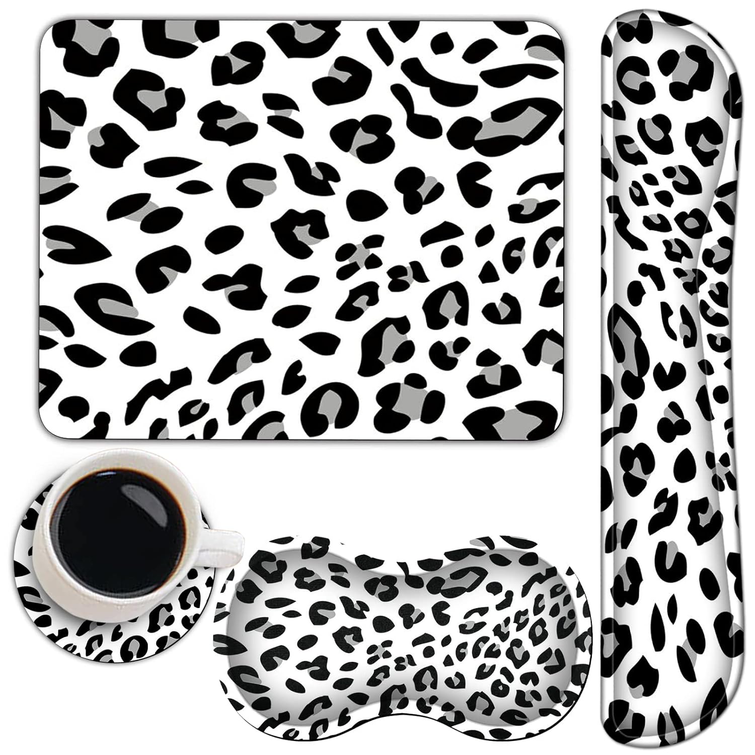 SDFCVBTYU Ergonomic Leopard Print Keyboard and Mouse Wrist Rest Set with Coaster for Home Office Gaming Comfort