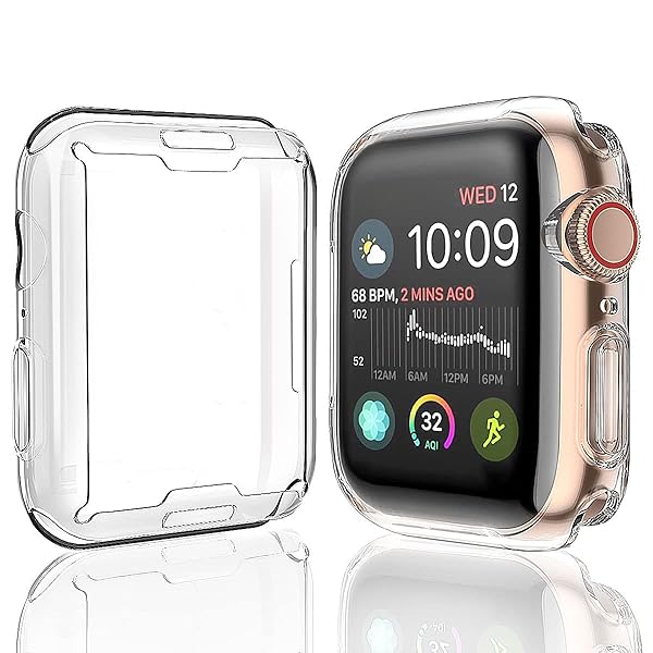 JULK Julk 41mm Apple Watch Case 2-Pack: Ultra-Thin TPU Screen Protector for Series 9, 8, & 7 - Transparent & Protective