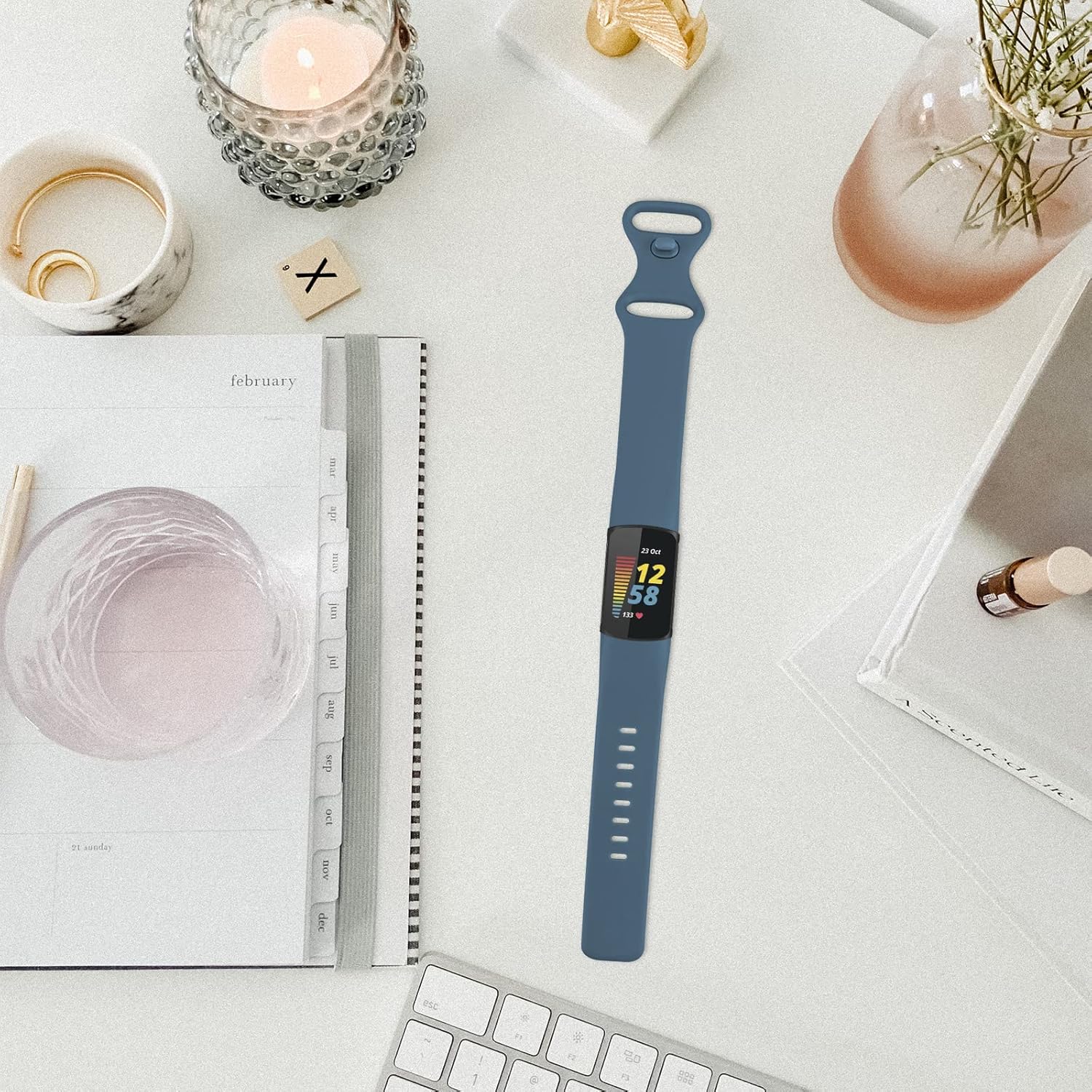 TopPerfekt TopPerfekt Adjustable Soft Silicone Bands for Fitbit Charge 5 Sport Replacement Straps for Men and Women - View 5 of 9