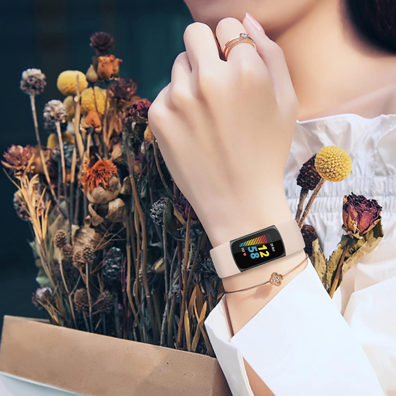 TopPerfekt TopPerfekt Adjustable Soft Silicone Bands for Fitbit Charge 5 Sport Replacement Straps for Men and Women - View 7 of 9